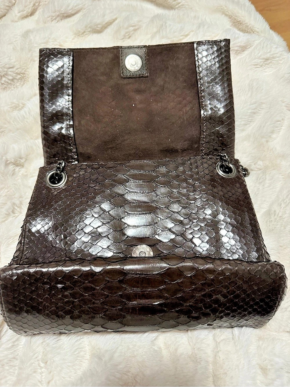 Johnny Ramli Genuine Python Snakeskin-Embossed Shoulder Bag in Brown